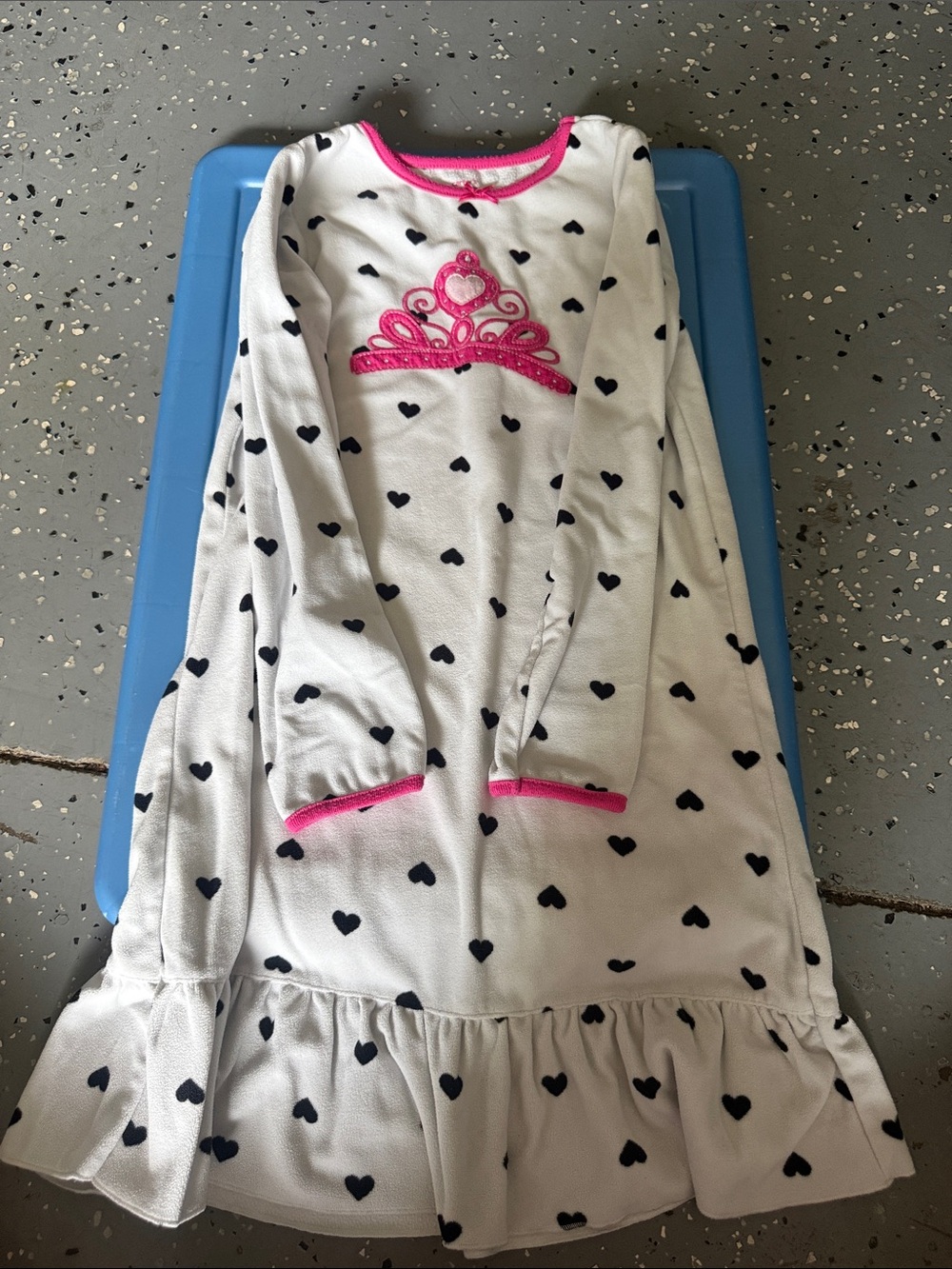 Carter's White Heart Print Nightgown with Pink Tiara Accent
